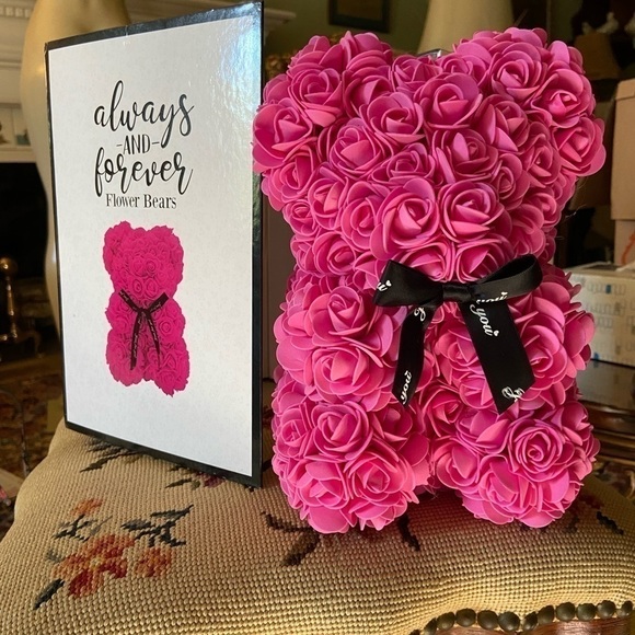 Always & Forever Bear in bright pink with black tie. New in the box. It’s a girl - Picture 2 of 9